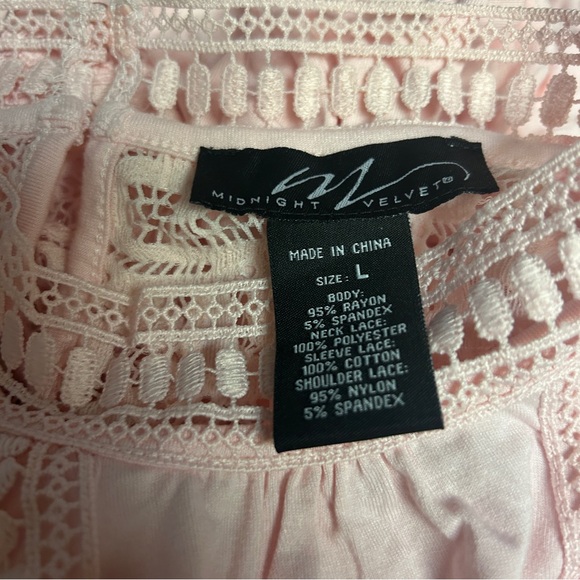 Midnight Velvet Lace Cap Sleeve Office Retro Romantic Pastel Pink Casual Top - Picture 7 of 9